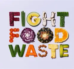  een foto waar je een tekst ziet over verspil geen voedsel